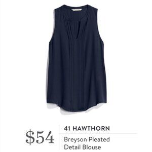 41 HAWTHORN BREYSON NAVY BLUE PLEAT-DETAIL BLOUSE NWT STITCH FIX